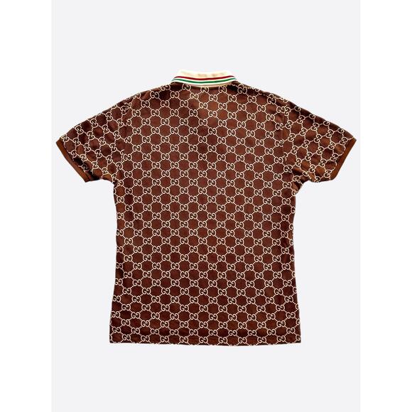 Gucci Brown & Tan GG Monogram Polo T-Shirt - Picture 2 of 7